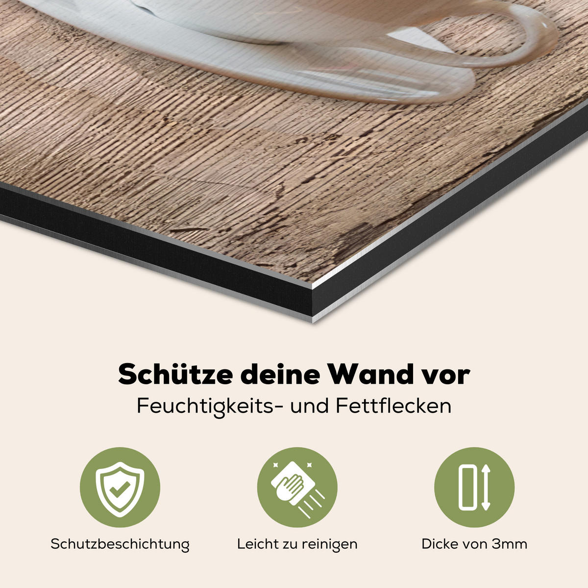 SPRITZSCHUTZ KÜCHE Bistro Parisien - Café - Kaffee - Jahrgang 60x40 cm - Cappuccino, Metall (60/0.3/40cm) - MuchoWow