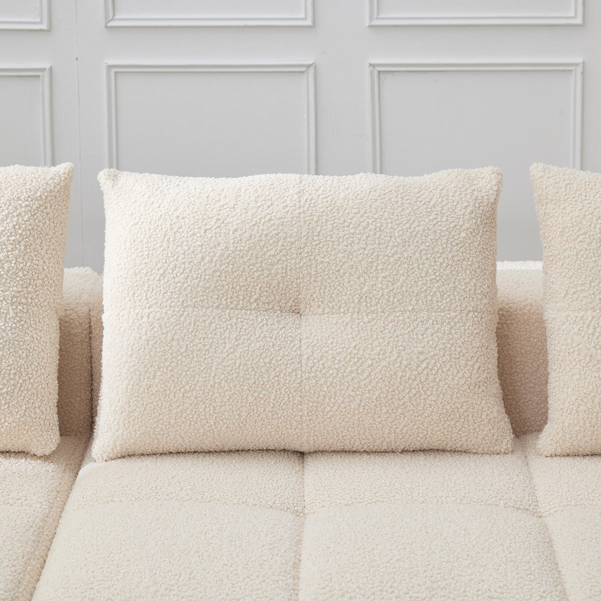 ECKSOFA 5-Sitzer Polyester Beige mit Becherhaltern - Beige, Textil (258/163cm) - WISHDOR