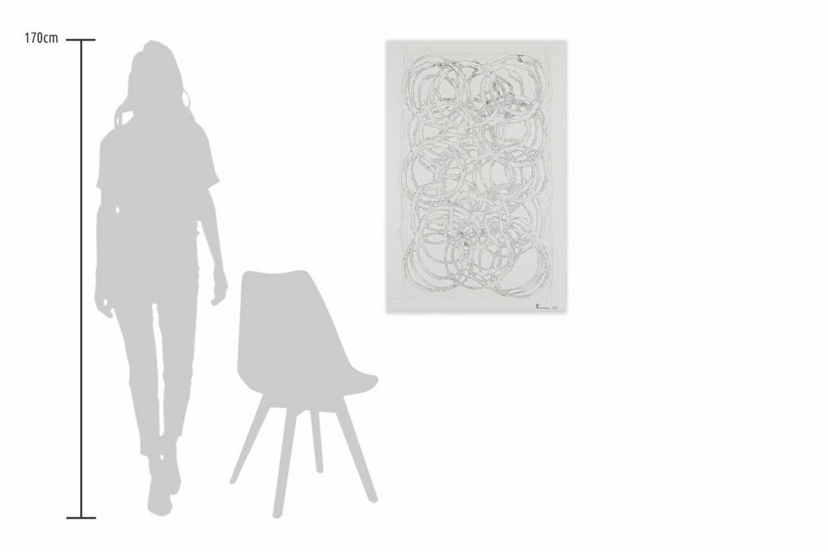 ACRYLBILD HANDGEMALT 60/90 cm - Weiß/Grau, Holz/Textil (1.4/90cm) - KUNSTLOFT