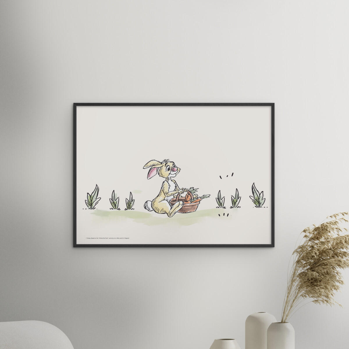 POSTER mit Rahmen Disney - Disney - Rabbit Harvesting Carrots - Beige/Schwarz, Holz/Papier (70/100cm) - Poster&Frame