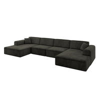 WOHNLANDSCHAFT IREA-U2-v3 - 388x171x79 cm Schwarz - Schwarz, Holzwerkstoff/Textil (388/79/171cm) - ALTDECOR