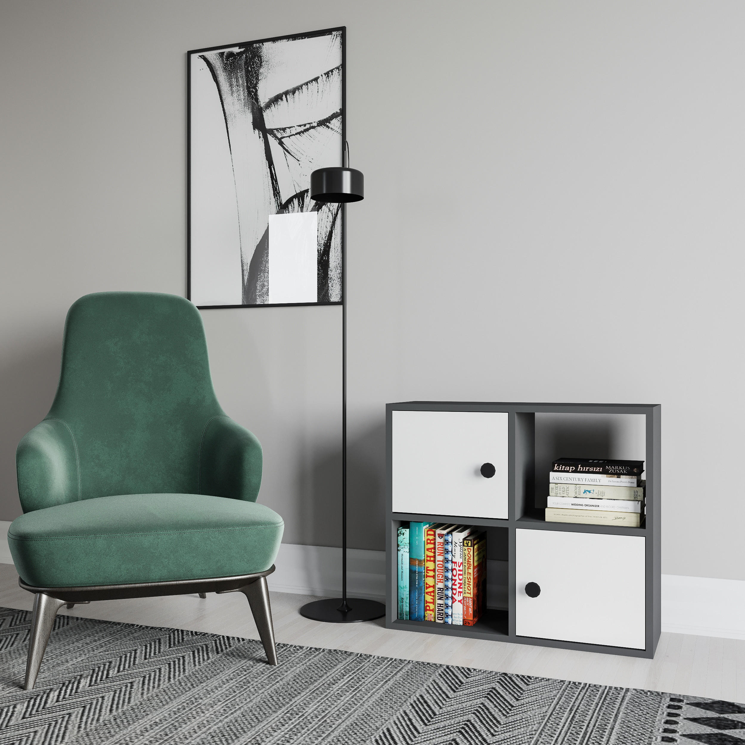 BÜCHERREGAL Tuttle Eiche Weiss - Weiß/Grau, Holzwerkstoff (25/63.2/72cm) - Decorotika