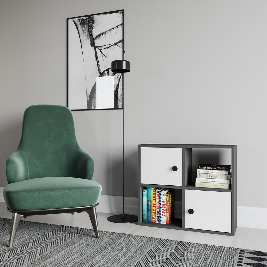 Thumbnail - Decorotika Bücherregal, Weiß, Grau, Holzwerkstoff, Holz Optik, Rechteckig, 25x63.2x72 cm, Wohnzimmer, Regale, Bücherrega...