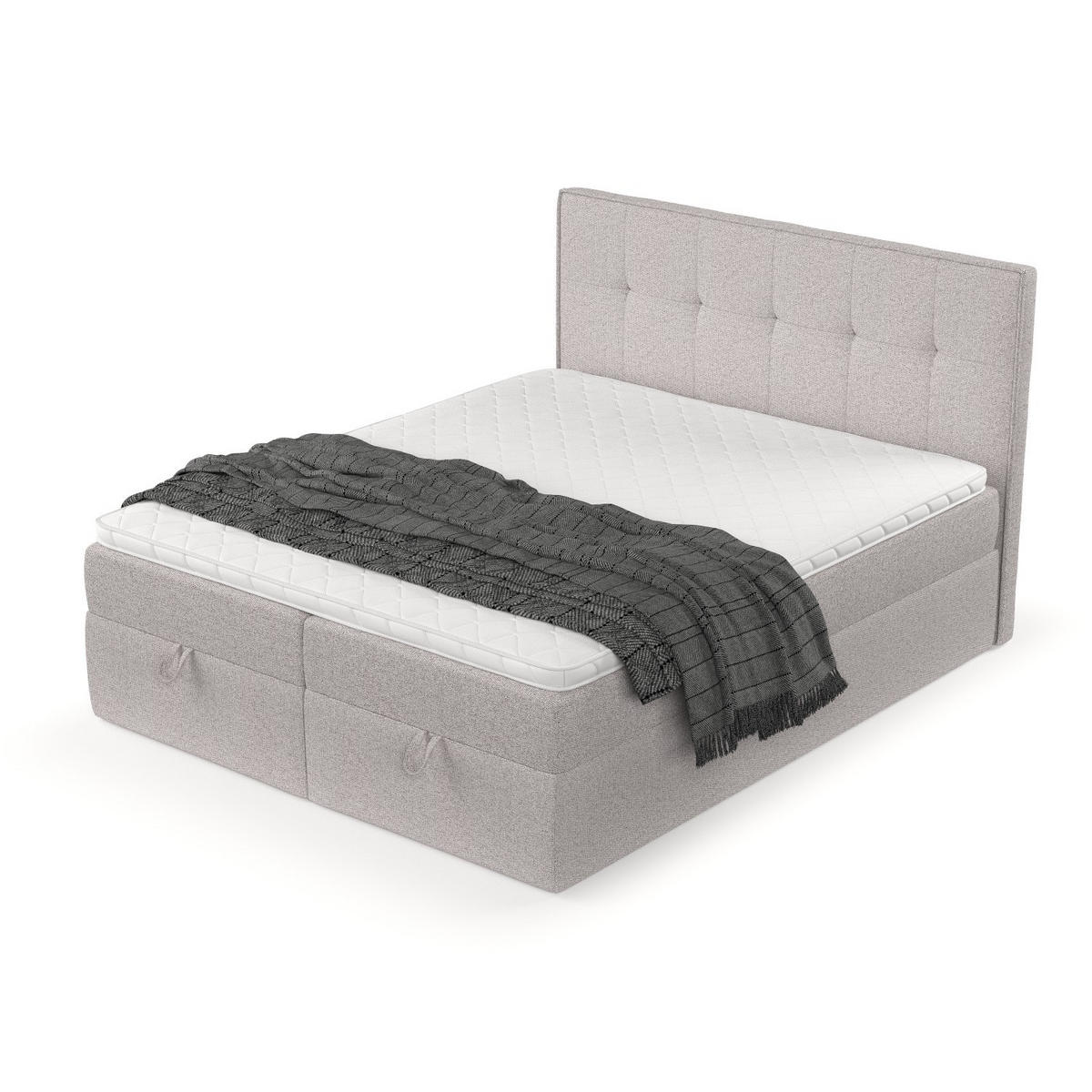 BOXBETT Tivra 180/200 cm Beige im Riva Stoff - Beige/Schwarz, Holz/Holzwerkstoff (180/200cm) - AltaBeds