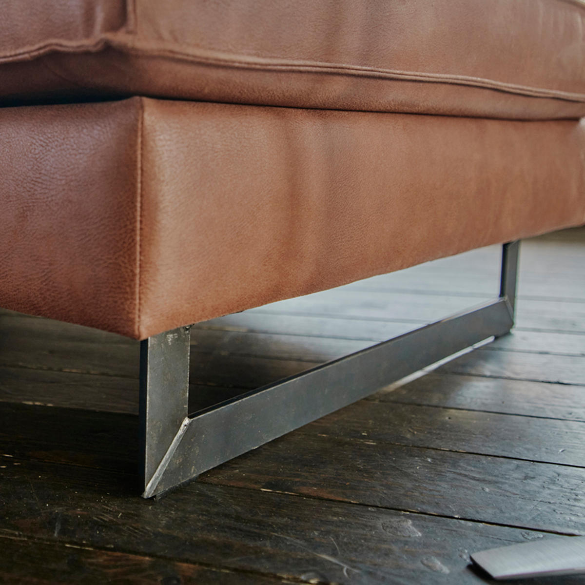 SOFA VILNIUS Braun Kunstleder - Dunkelbraun/Schwarz, Textil (206/85/99cm) - KAWOLA