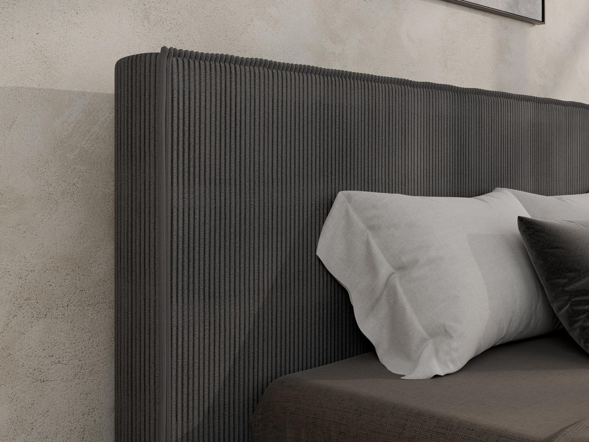 POLSTERBETT SANA 160x200cm Elegantes Polsterbett für modernen Wohnstil , 7-Zonen-Taschenfederkernmatratze mit kokos ARLAN (21 cm), dunkelgrau - Dunkelgrau, Holz (160/200cm) - Panda Möbel