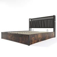 POLSTERBETT aus Leinen 180x200 cm in Grau mit LED & USB-Steckdosen - Grau, Textil (180/200cm) - Modfu