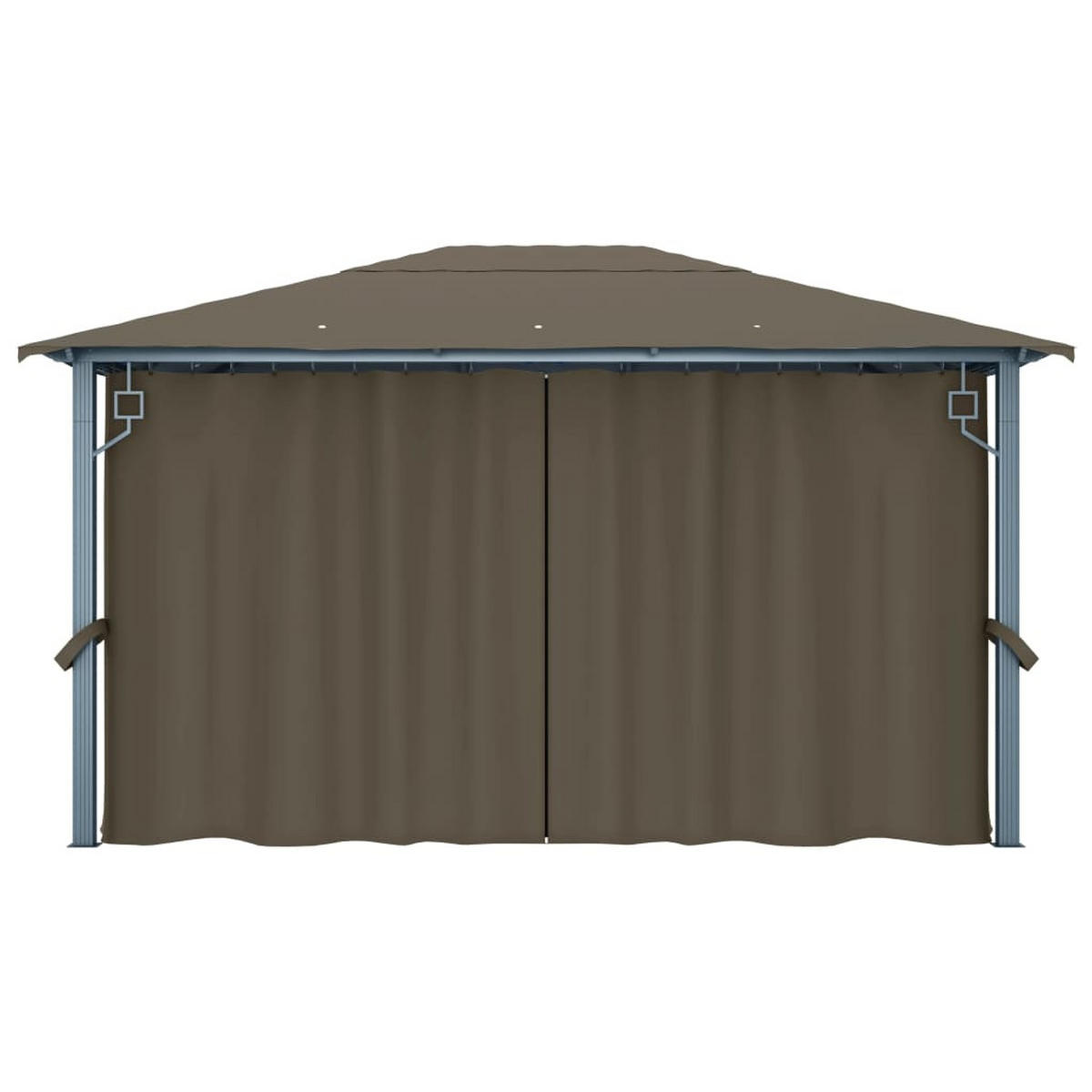 GARTENPAVILLON mit Vorhängen und LED-Lichterkette, 4/3/2,7 m, aus Aluminium, Taupe - Taupe, Textil (400/270/300cm) - vidaXL