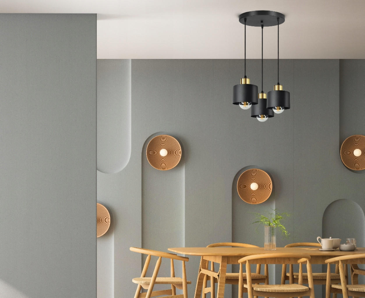 PENDELLEUCHTE BLACKSPOT - Goldfarben/Schwarz, Metall (35/35/80cm) - kiki design