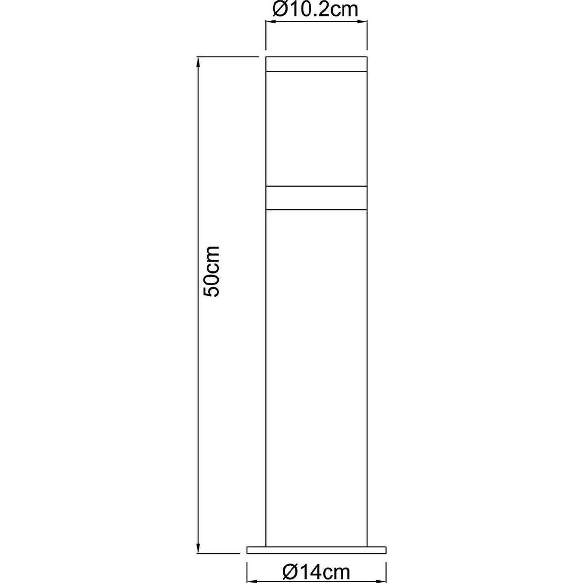 STEHLEUCHTE Edelstahl Silber opal - Silberfarben, Metall (10.2/10.2/50cm) - Globo Lighting