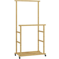 KLEIDERSTÄNDER mit Rollen 80 x 40 x 160 cm Bambus Natural Wood - Braun, Holzwerkstoff (40/160/80cm) - Beauniv