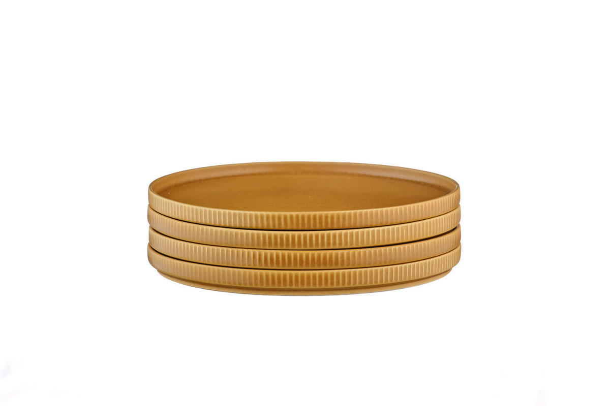 TELLER Scandi Ø21,5cm - 4er-Set - Ocre - Gelb, Keramik (21.5cm) - Björn