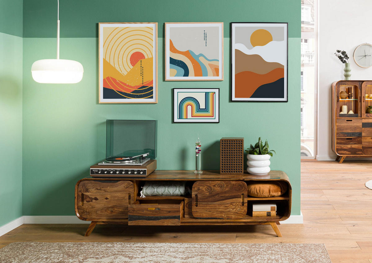 TV-BOARD Sheesham 173x40x48 dunkelbraun lackiert MAILAND #226 - Dunkelbraun, Holz (173/48/40cm) - Massivmoebel24