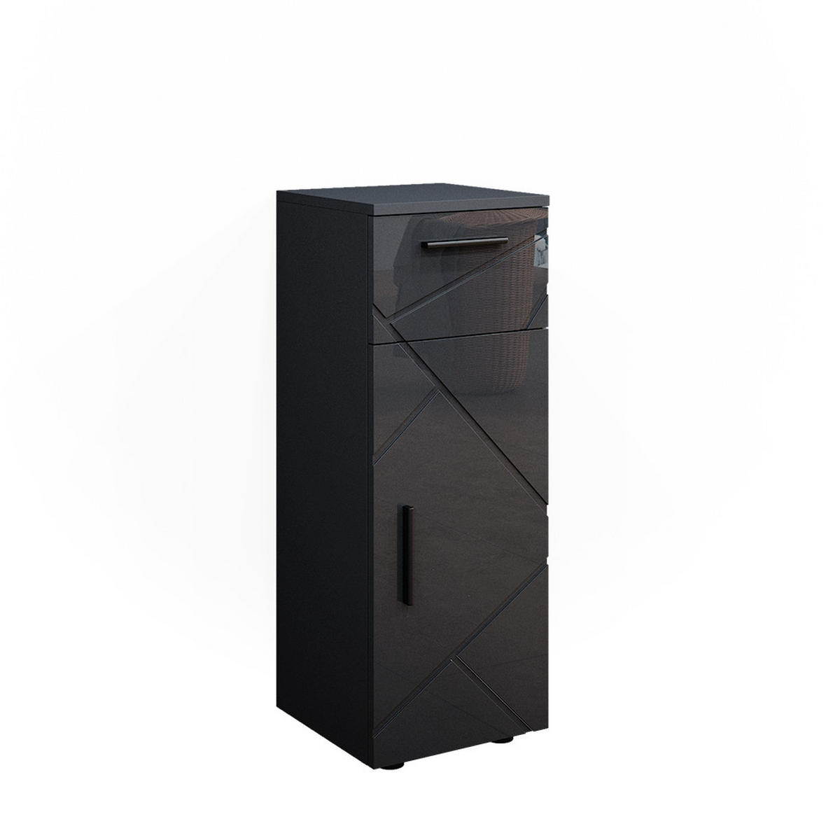 STŘEDNÍ SKŘÍŇKA Irma Šedá - antracitová/vysoce lesklá černá, kompozitní dřevo (30/81/30cm) - Vicco