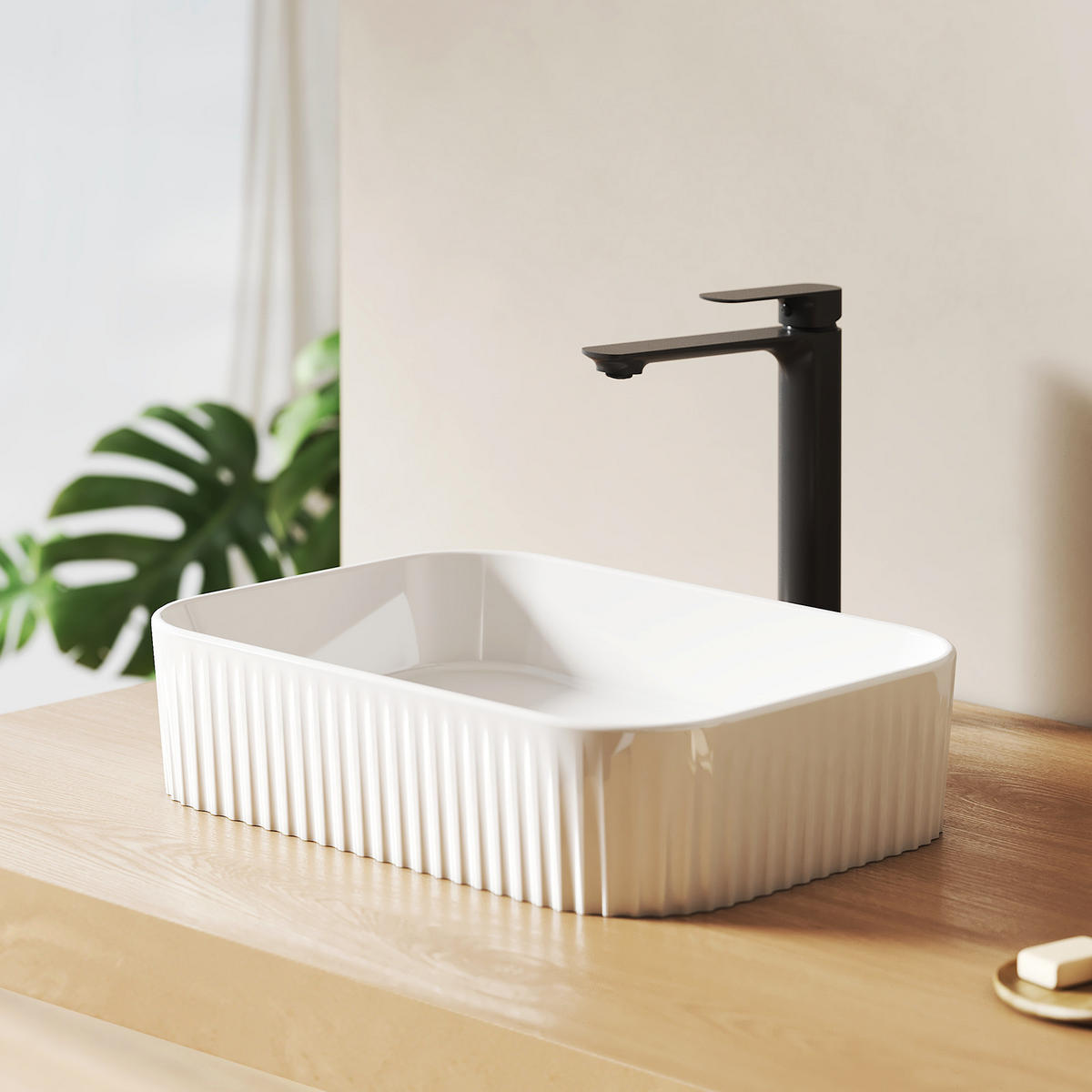 WASCHBECKEN Keramik R-Ecken 45 / 32 / 11 cm - Weiß, Keramik (45/11/32cm) - EMKE