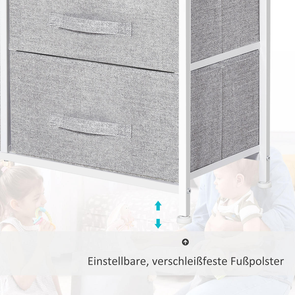 SCHUBLADENSCHRANK, Stoff+ Holz, Grau - Grau, Holzwerkstoff (29/77/83cm) - HOMCOM