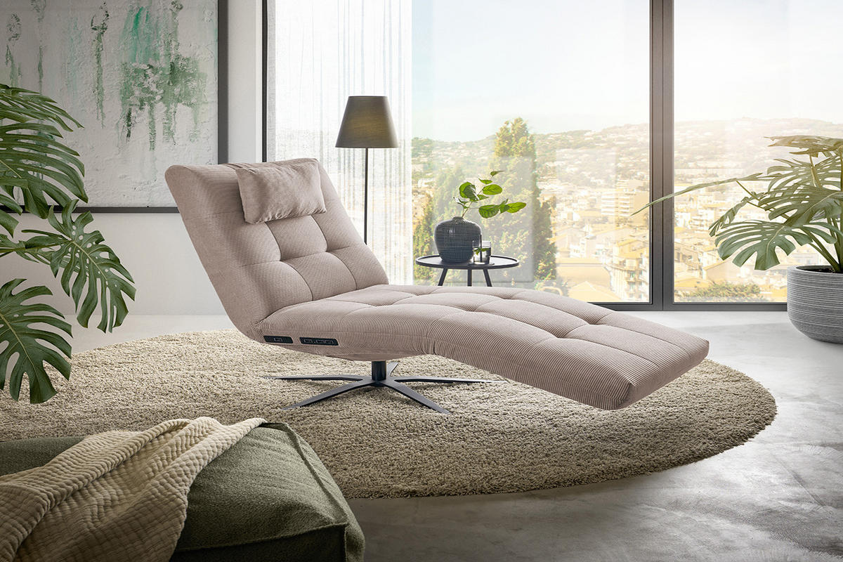 RELAXLIEGE LETICIA Beige Cord - Beige/Schwarz, Textil/Metall (82/115/156cm) - KAWOLA
