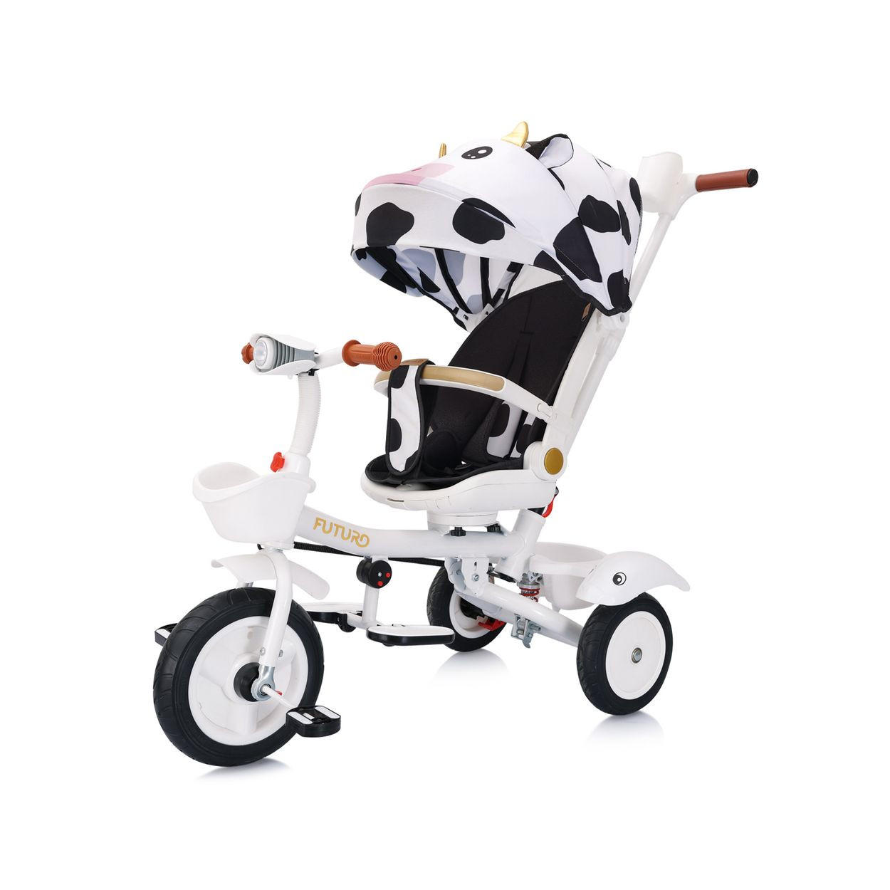 DREIRAD Futuro 2 in 1 faltbar schwarz weiß Becherhalter, Musik, Licht, Gummiräder - Schwarz, Metall (90/50/95cm) - Chipolino