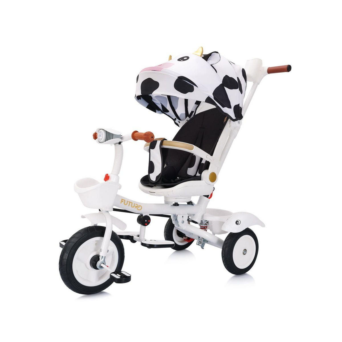 DREIRAD Futuro 2 in 1 faltbar schwarz weiß Becherhalter, Musik, Licht, Gummiräder - Schwarz, Metall (90/50/95cm) - Chipolino