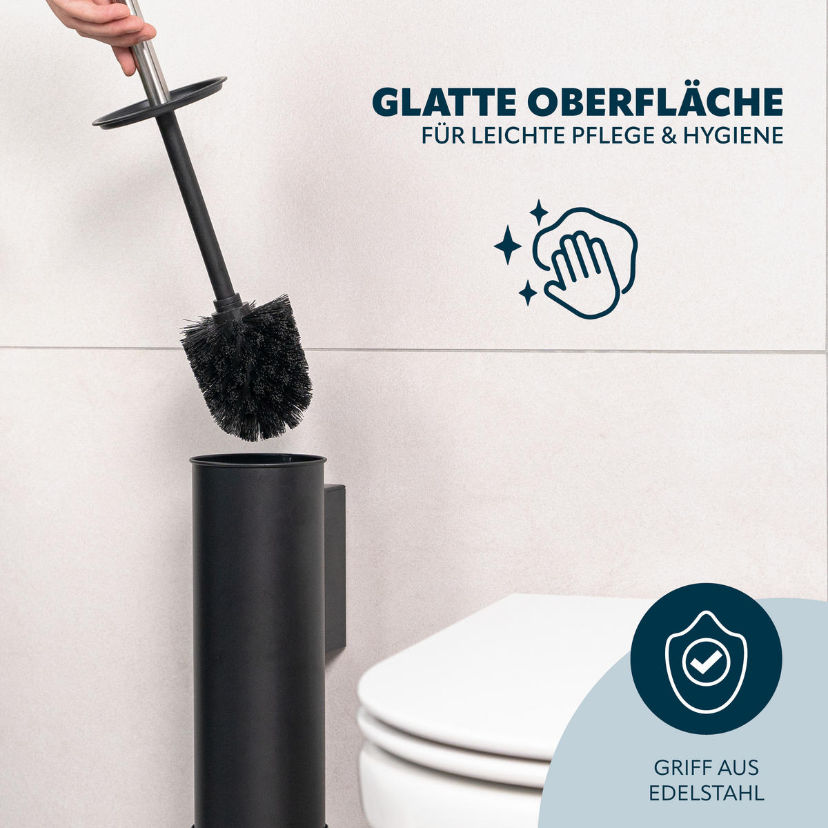 WC-GARNITUR inkl. Wandhalterung - Schwarz, Metall (10/39/13.5cm) - bremermann