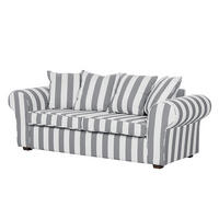 3-SITZER SOFA - Webstoff - Grau gestreift - Grau, Textil (217/88/88cm) - home24