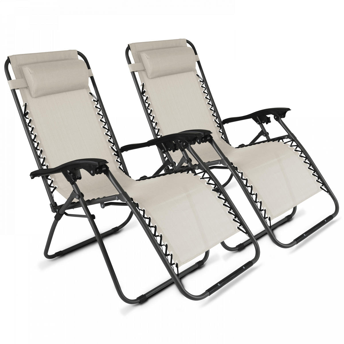 LOUNGESESSEL 2-tlg., Taupe - Taupe, Metall (160/110/65cm) - Oviala