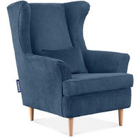 OHRENSESSEL STRALIS inklusive dekorativem Kissen, dunkelblau - Dunkelblau, Textil (82/108/80cm) - KONSIMO®