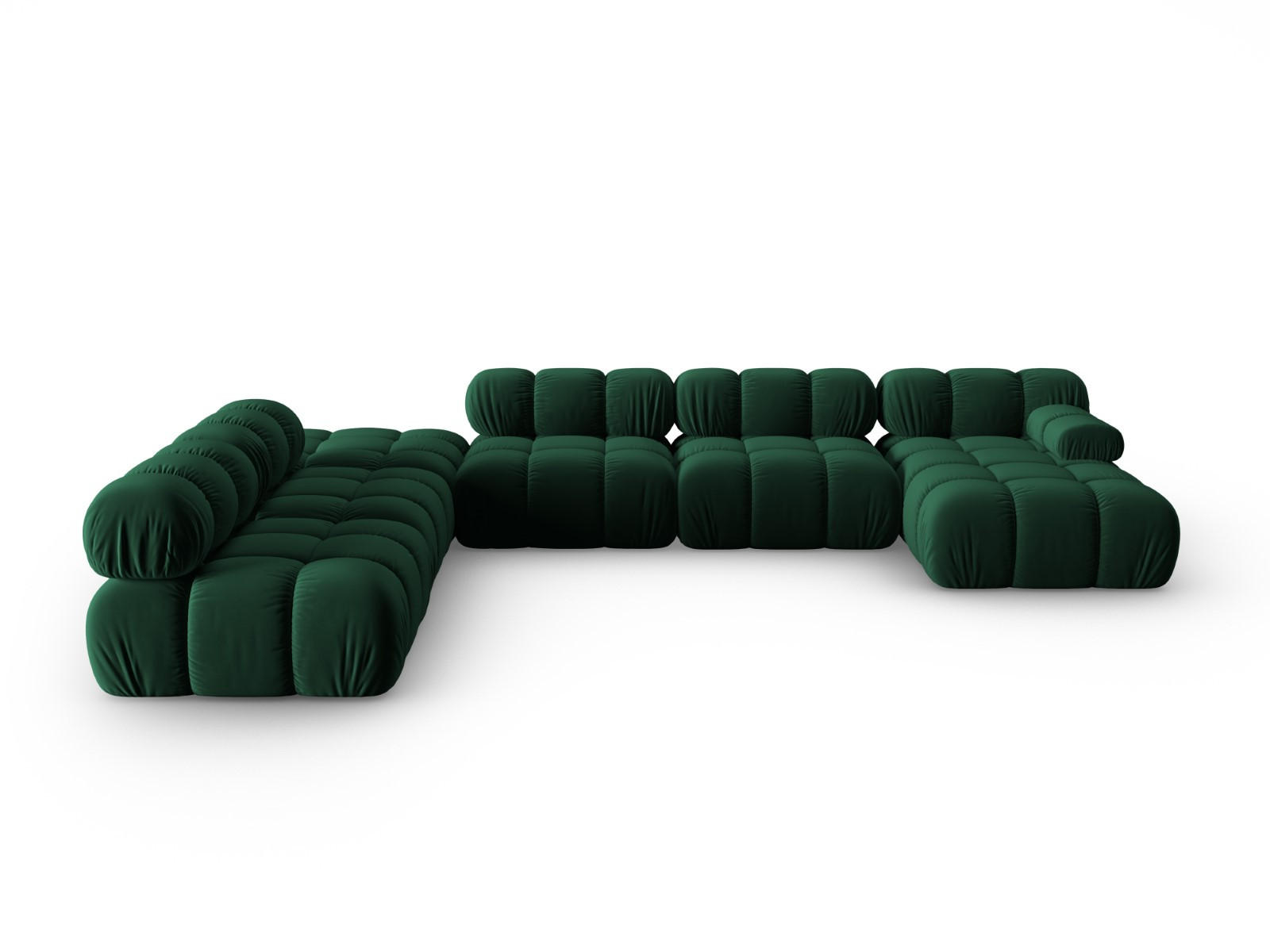 MODULARES-PANORAMASOFA links Bellis aus Samt flaschengrün 7 Sitzplätze - Grün, Textil (282/63/379cm) - Micadoni