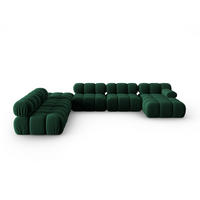 MODULARES-PANORAMASOFA links Bellis aus Samt flaschengrün 7 Sitzplätze - Grün, Textil (282/63/379cm) - Micadoni