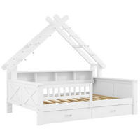 HAUSBETT 140/200 cm Weiß mit LED und Stauraum - Weiß, Holz (140/200cm) - MIVRAY
