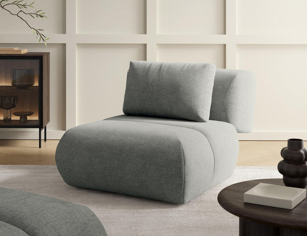 SESSEL ATOMO, Modern Polstersessel Loungesessel, Chenille-Stoff Grau - Grau, Holz/Metall (98/82/134cm) - MASSENO