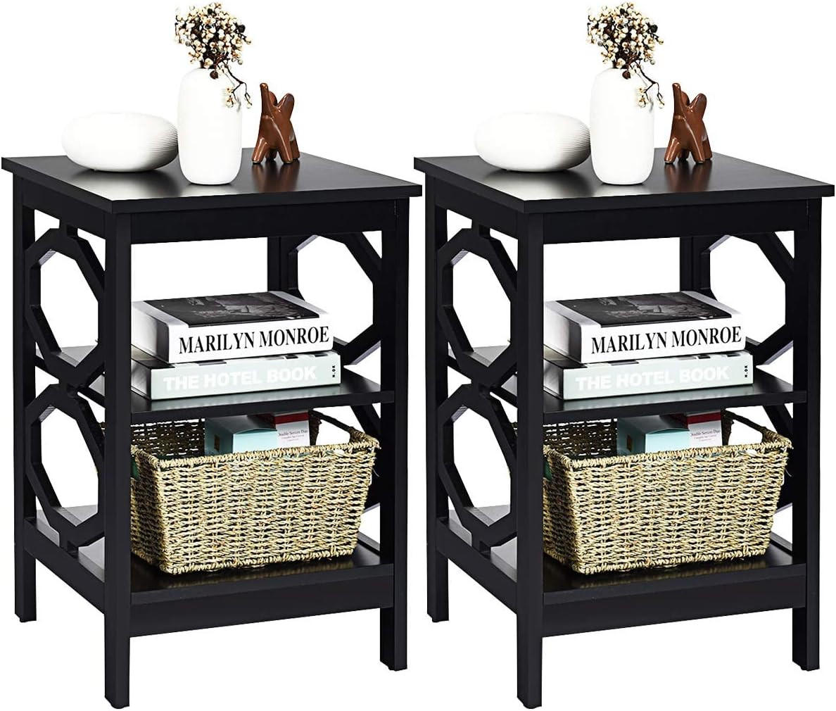 NACHTTISCH Schwarz(2er-Set) - Schwarz, Holz (40/61/40cm) - COSTWAY
