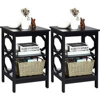 NACHTTISCH Schwarz(2er-Set) - Schwarz, Holz (40/61/40cm) - COSTWAY