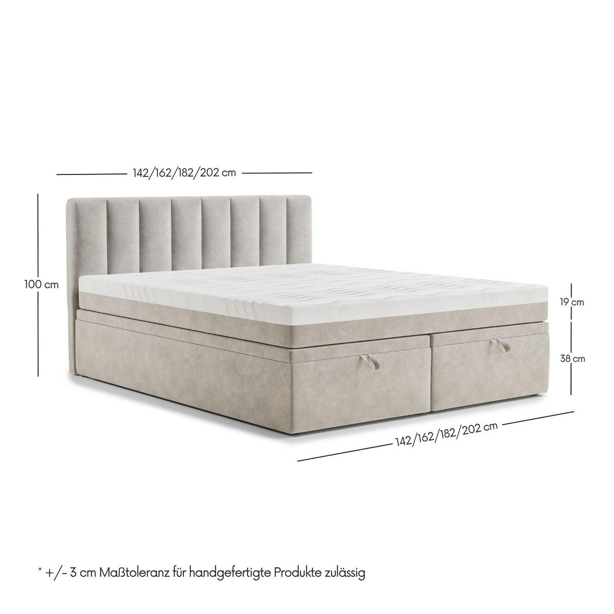 BOXBETT 140/200 cm Lovage S, in Kupferfarbe, Matratze, gepolstertes Kopfteil, Bettkasten, H3 = fest - Schwarz/Kupferfarben, Holz/Holzwerkstoff (140/200cm) - Maison de Reve