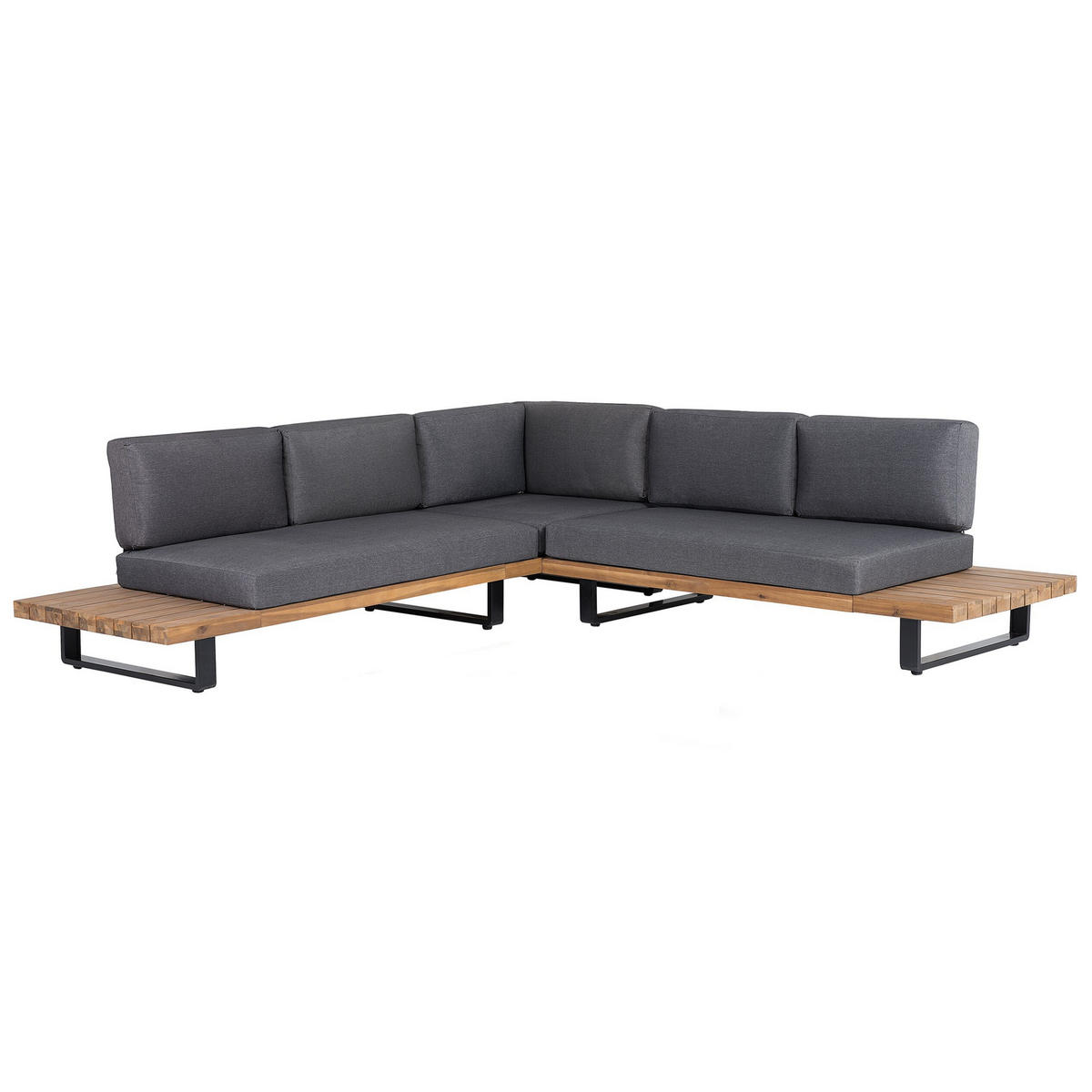 LOUNGE SET 5-Sitzer hellbraun Auflagen grau Mykonos - Hellbraun/Grau, Holz - Beliani