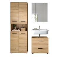 BADMÖBEL SET 3-teilig in Artisan Eiche, Badkombination 135 x 185 cm, Cover - Schwarz/Eiche Artisan, Glas/Holzwerkstoff (135/185/30cm) - Inn.Furn