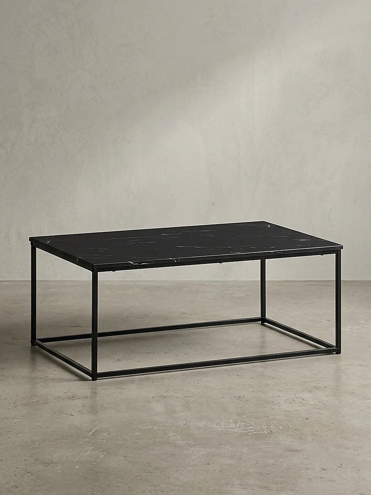 COUCHTISCH mit Marmor-Optik, Metallbeine, rechteckig, Serie MARBRIX, Schwarz 100x60x40 cm - Schwarz, Holz/Metall (60/100/40cm) - KADIMA DESIGN