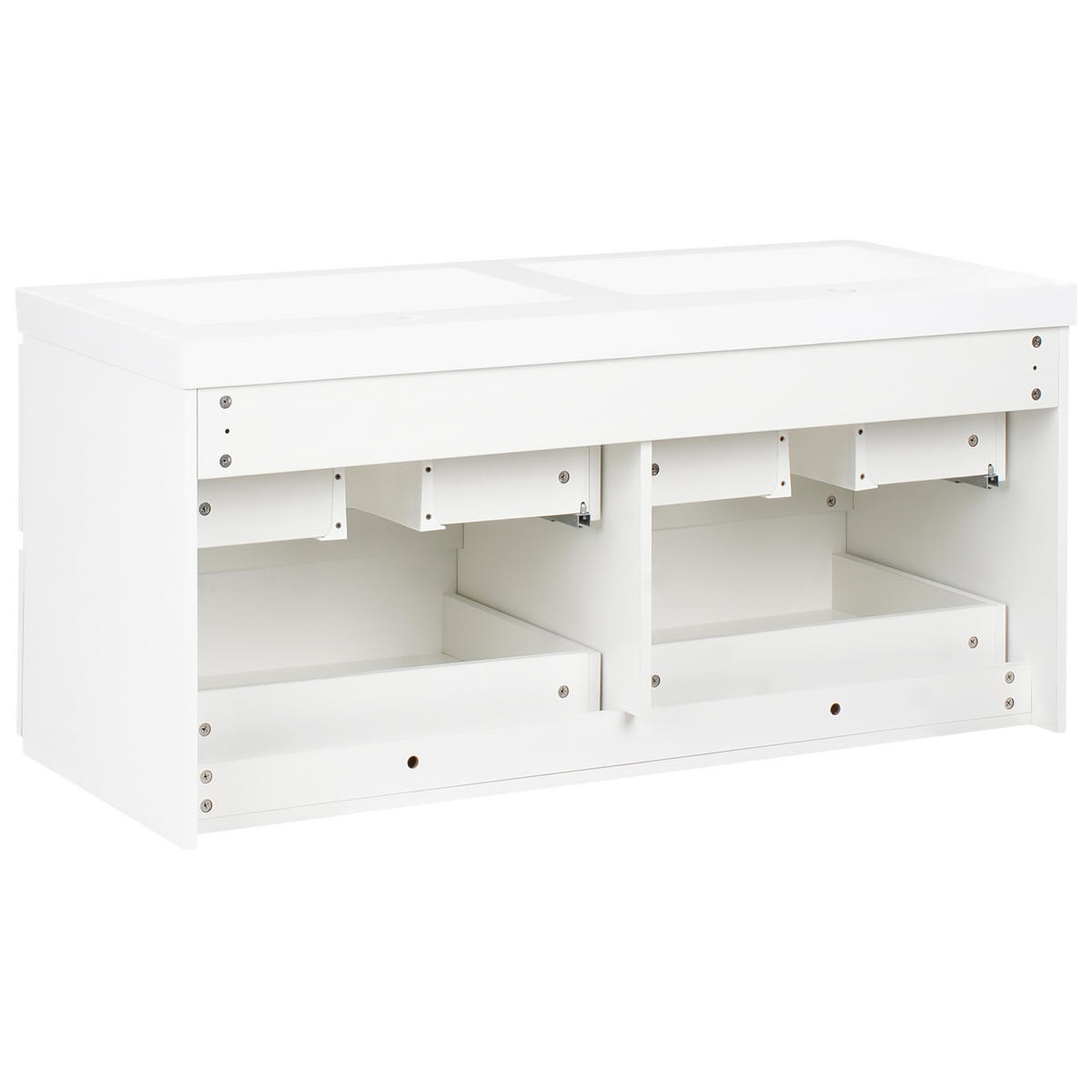 DULAP SUB LAVOAR montat pe perete cu lavoar dublu alb Cardiel - alb, compozit lemnos (120/52/46cm) - Beliani