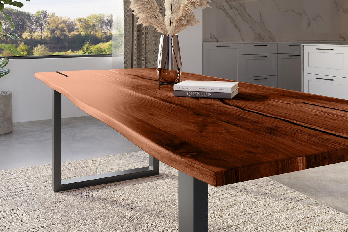 ESSTISCH POLLY - Schwarz/Braun, Holz/Metall (100/300/77cm) - SAM