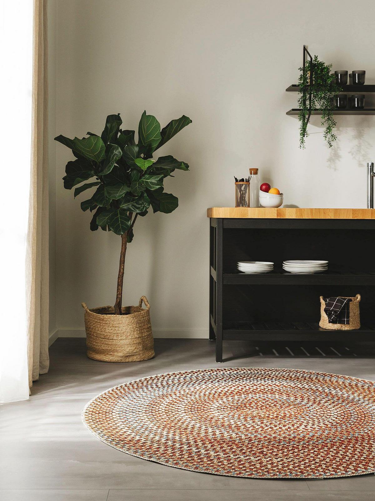 Outdoorteppich rund Kenya Multicolor ø 160 cm rund - Multicolor, Textil (160/160cm) - benuta Nest