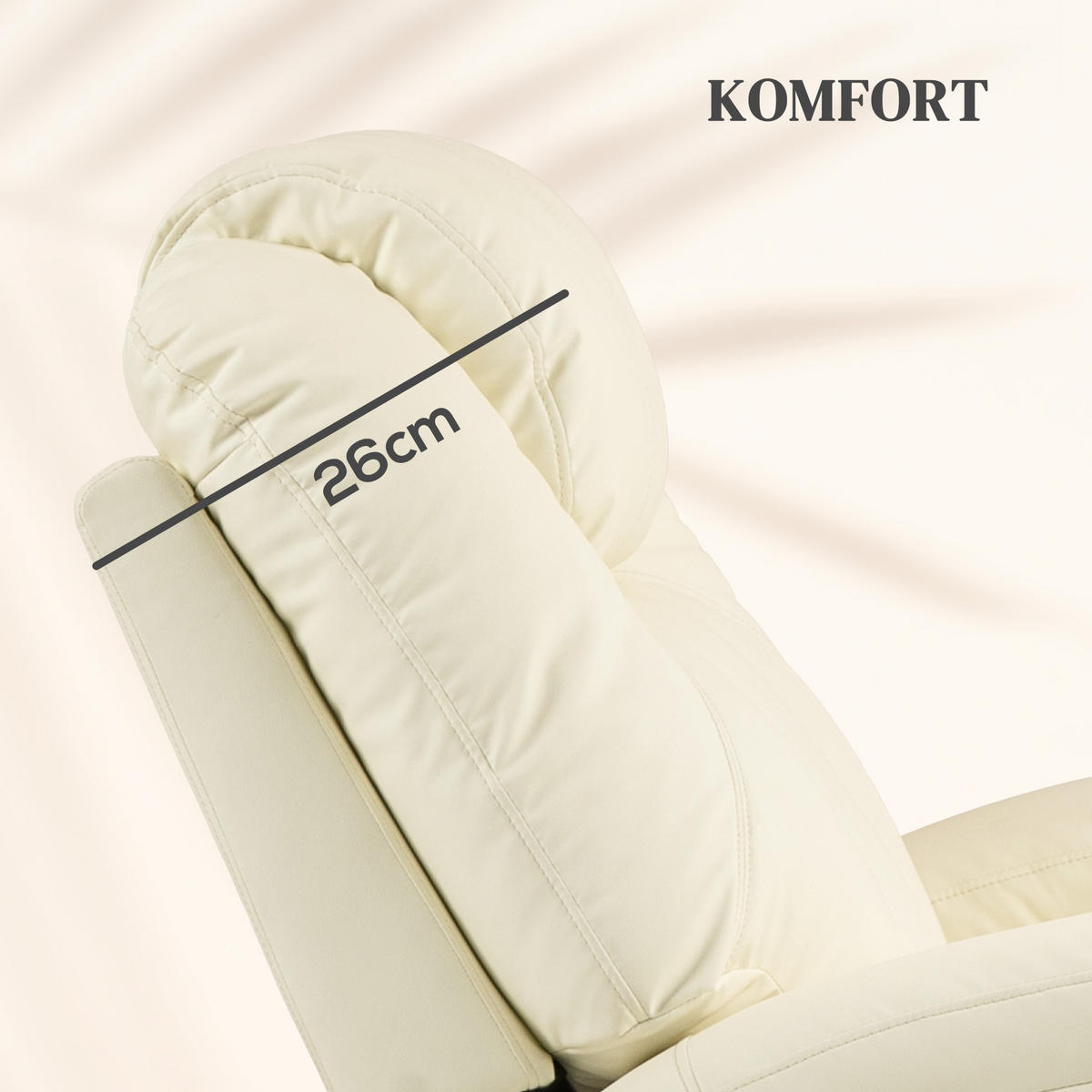 RELAXSESSEL mit Massagefunktion, Elektrisch Fernsehsessel mit Liegefunktion - Creme/Schwarz, Leder/Kunststoff (99/106/89cm) - HOMCOM
