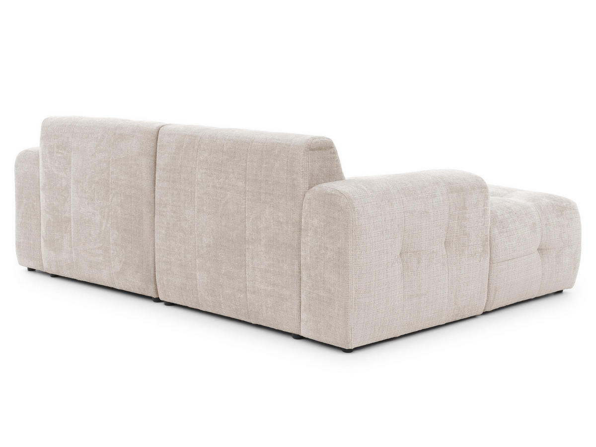 ECKSOFA Kozy im Bumpy-Design mit fester Rückenlehne aus weichem Beige Chenille-Stoff - Ottomane links - Beige/Creme, Holz/Kunststoff (161/234cm) - S-Style Möbel