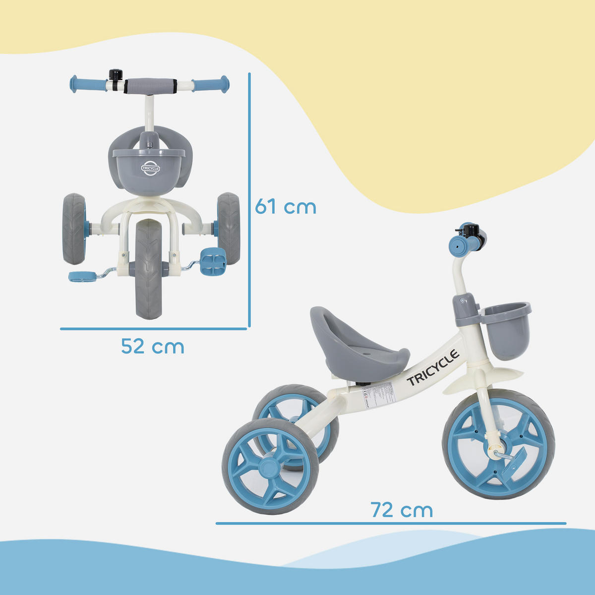 DREIRAD DE-18559 mit Frontkorb Blau - Blau, Metall (72/52/61cm) - ComfortXL