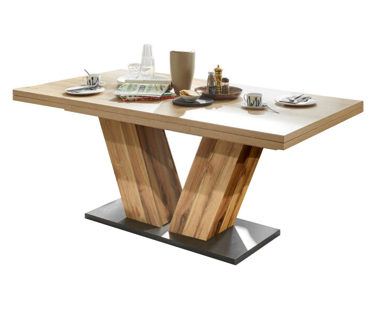 ESSTISCH ausziehbar Elena 160x90x76 Plankeneiche/Asteiche - Naturfarben, Holzwerkstoff (160/90/76cm) - 58aufmkessel