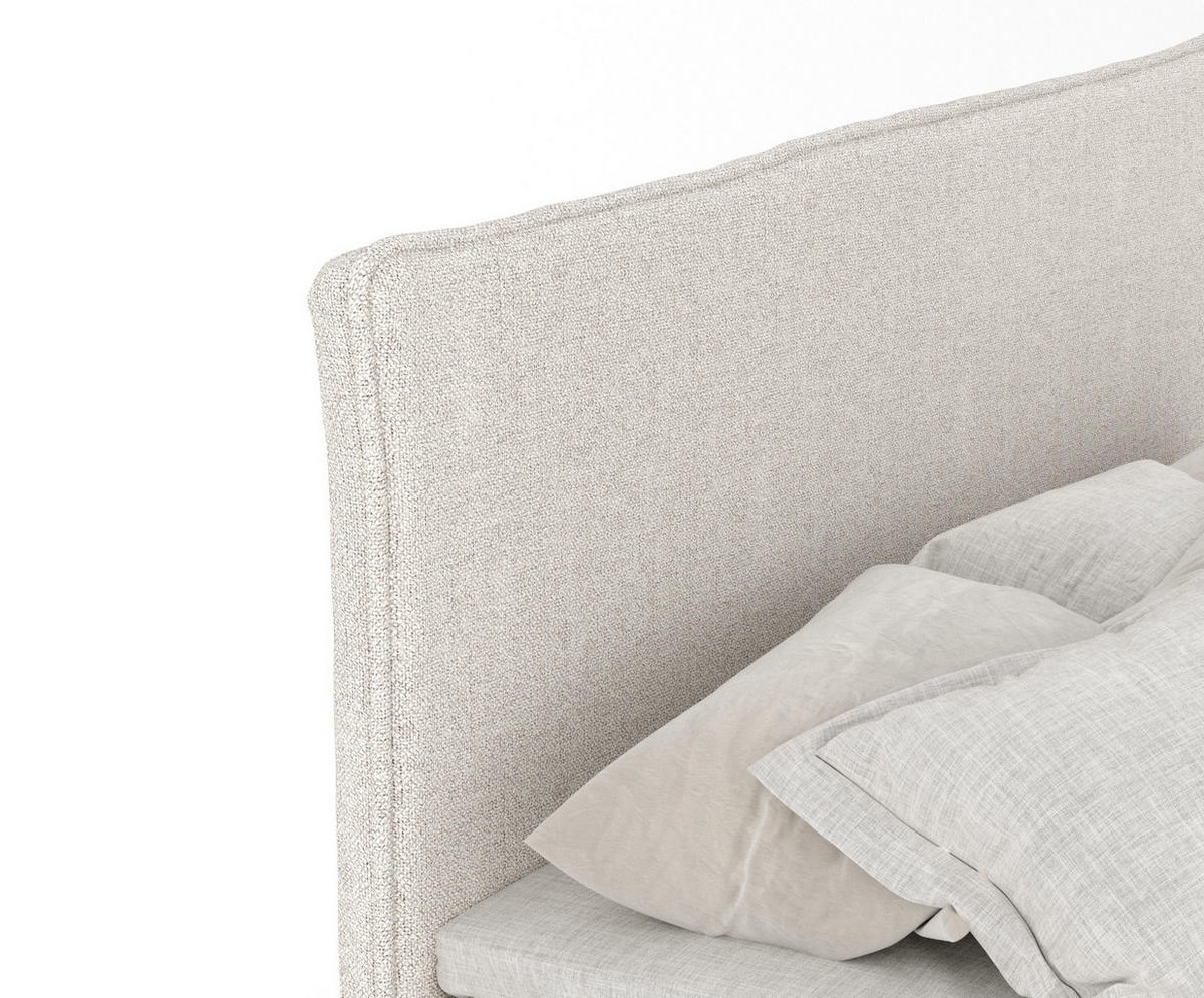 BOXBETT Peru Creme 160/200 cm im Webstoff - Creme/Schwarz, Holz/Holzwerkstoff (160/200cm) - Maison de Reve