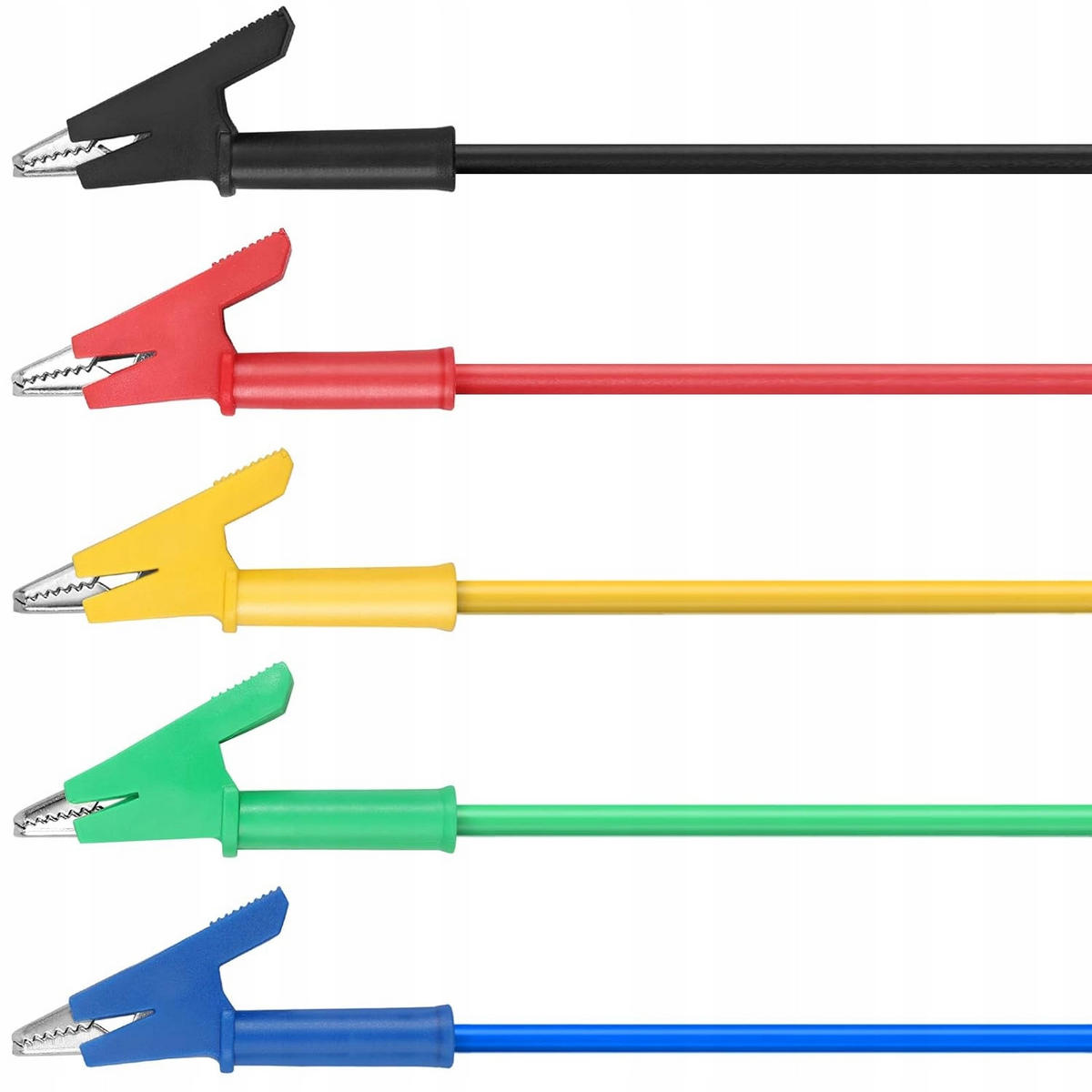 MESSLEITUNG Pro - Krokodilklemme, 4 mm, 100 cm, 1000 V, 15 A, silikonisoliert, Öffnung 10 mm - Multicolor, Kunststoff/Metall (10/10/10cm)