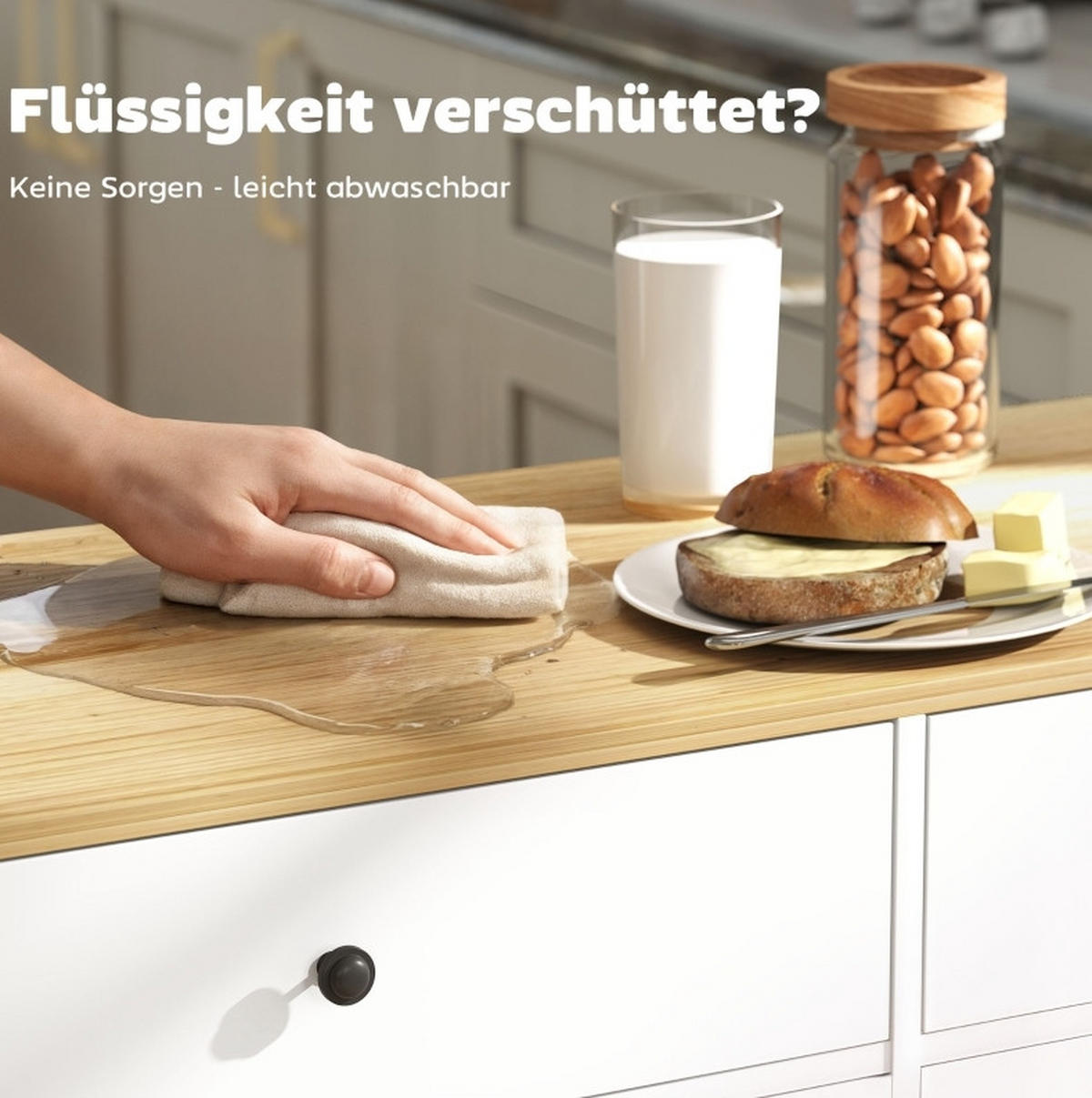 KÜCHENINSEL rollbar mit 2 Schubladen und 2 Schränken MDF Weiß - Weiß, Holz (43/89/147cm) - Beauniv