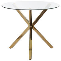 ESSTISCH 90/90/76 cm Goldfarben Rund Savoni - Goldfarben, Glas (90/90/76cm) - Beliani