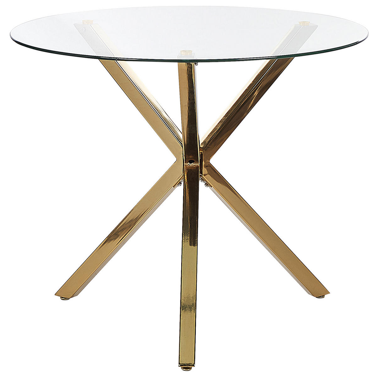 ESSTISCH 90/90/76 cm Goldfarben Rund Savoni - Goldfarben, Glas (90/90/76cm) - Beliani