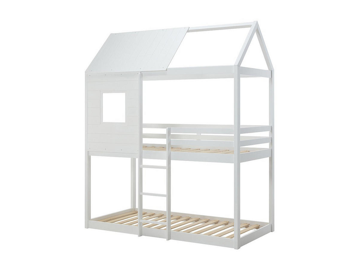 HAUSBETT - 2 Personen - Holz, Platte, Holz, Platte - Weiß - - Weiß, Holz (90/190cm) - Vente-Unique
